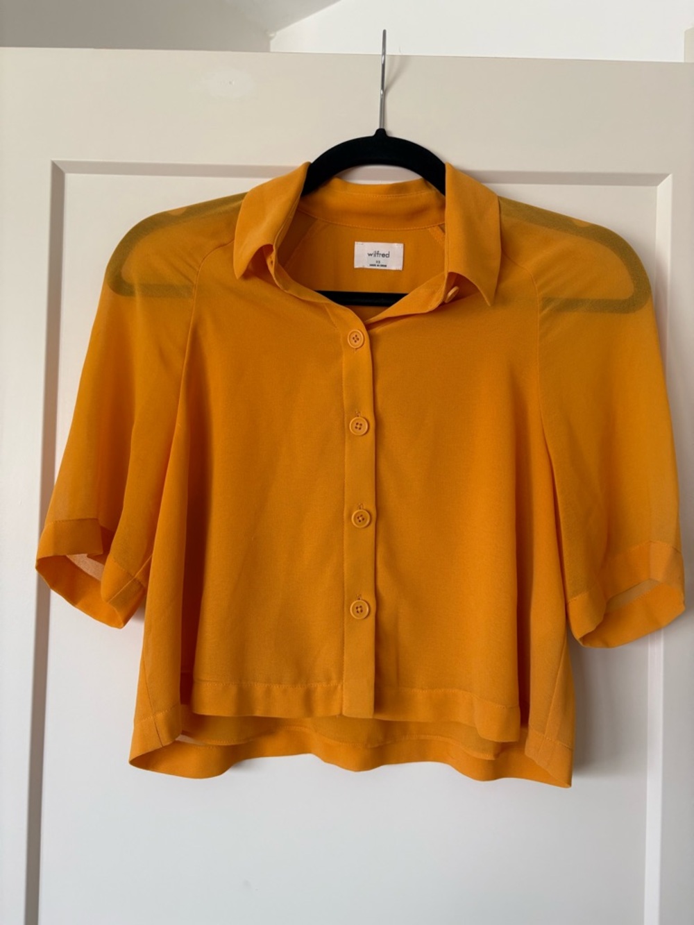 Wilfred Mustard Short-Sleeve Button-Down Blouse
